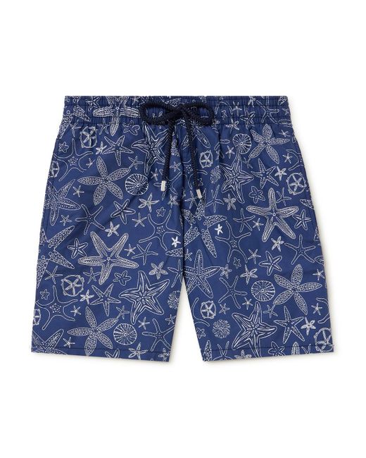 Vilebrequin Blue Moorea Slim-fit Mid-length Printed Swim Shorts for men