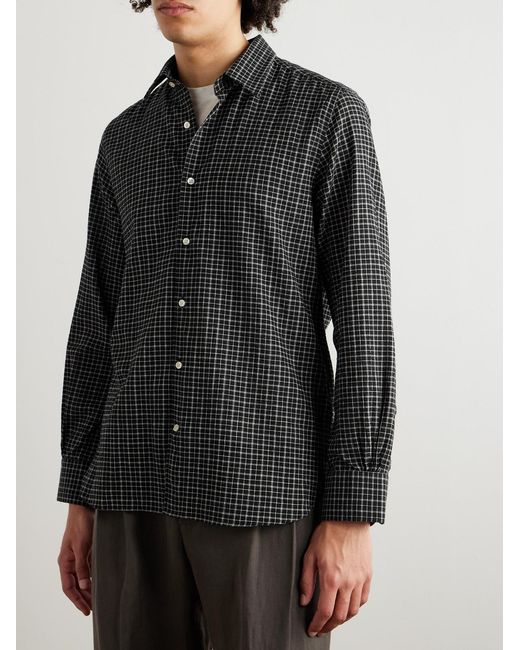 Officine Generale Gray Giacomo Checked Cotton Shirt for men