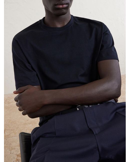 Slowear Blue Cotton And Silk-Blend Jersey T-Shirt for men