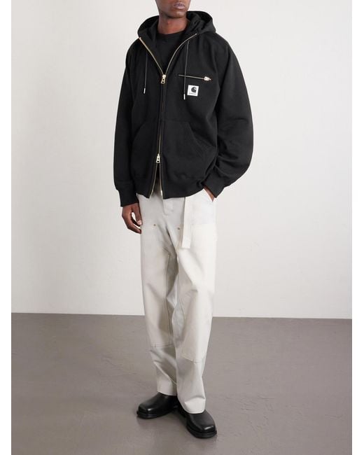 Sacai Blue Carhartt Wip Logo-appliquéd Cotton-jersey Zip-up Hoodie for men