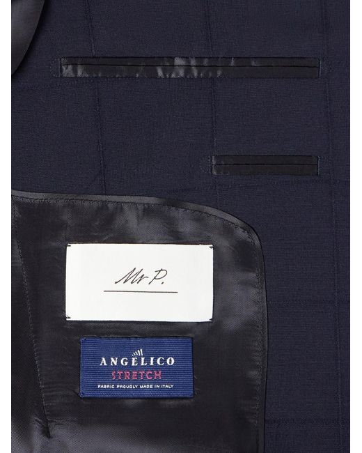 Mr P. Blue Checked Wool-blend Suit Jacket for men