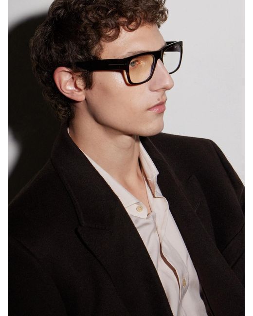 Tom Ford Black Square-Frame Acetate Glasses for men