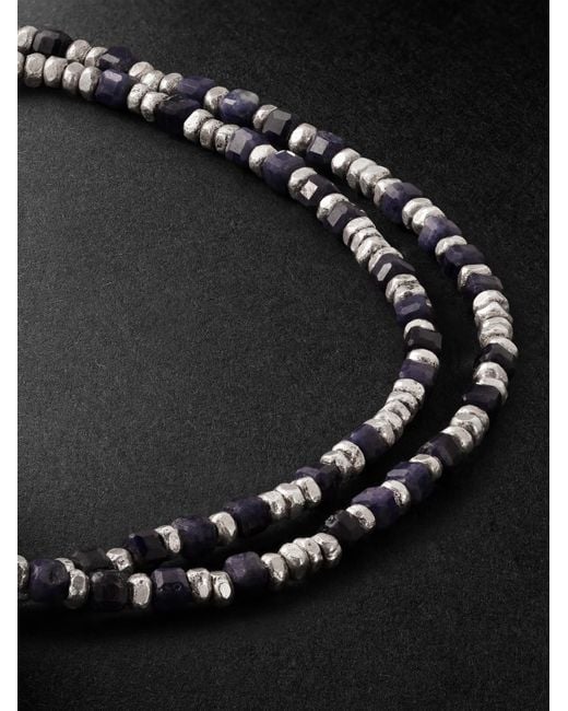 M. Cohen Black Percep Two Sterling, Sapphire And Lapis Lazuli Beaded Wrap Bracelet for men