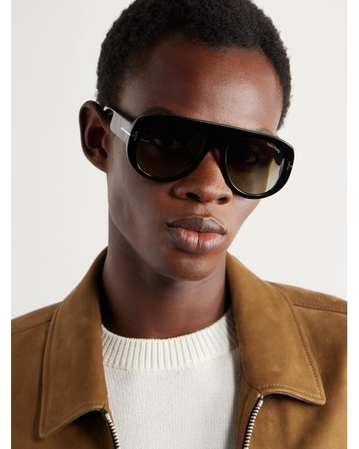 Tom Ford Black Cecil Aviator-style Acetate Sunglasses for men