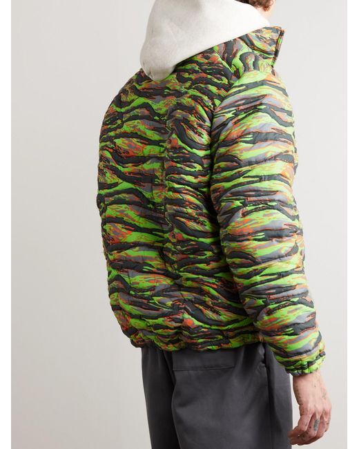ERL Green Printed Quilted Cotton-Jacquard Down Jacket for men