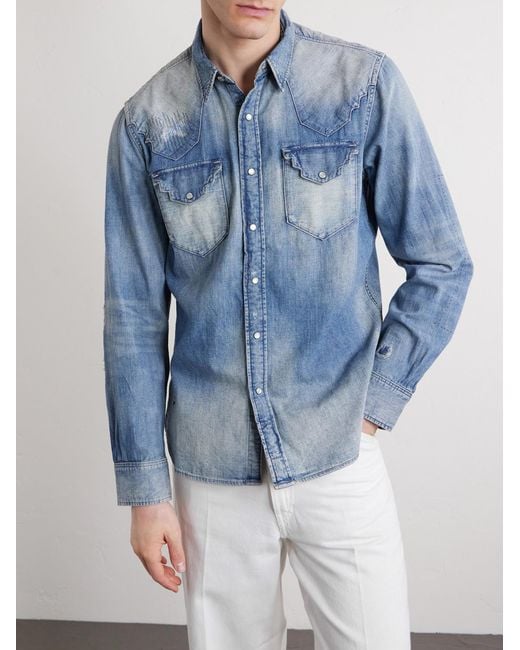 RRL Blue Addington Denim Shirt for men