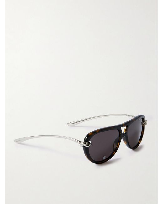 Bottega Veneta Black Aviator-style Tortoiseshell Acetate And Silver-tone Sunglasses for men