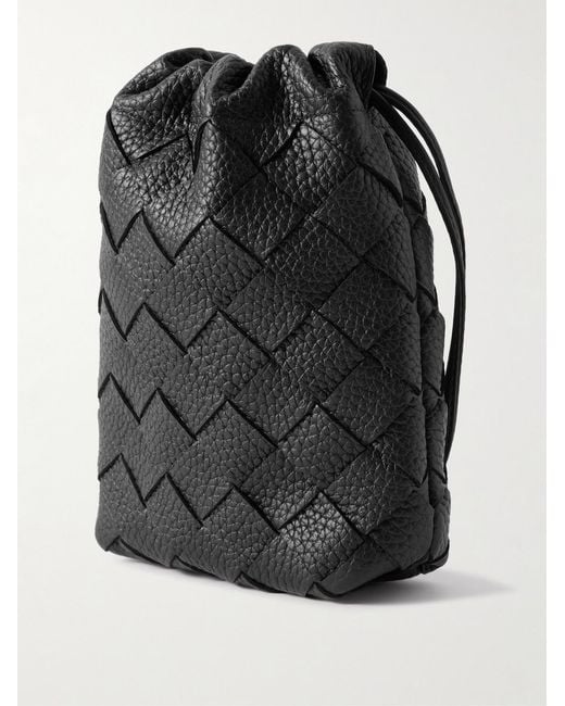 Bottega Veneta Black Intrecciato Full-grain Leather Pouch for men