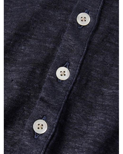 Massimo Alba Raya schmal geschnittener Pullover aus Leinen mit Polokragen in Blue für Herren