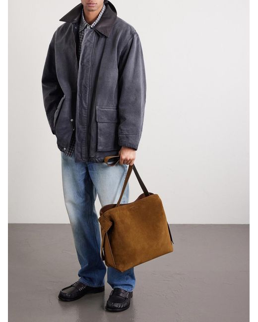 Acne Brown Musubi Suede Shoulder Bag for men