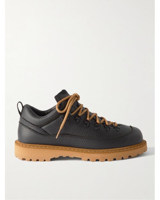 Diemme Black Roccia Basso Full-grain Leather Hiking Boots for men