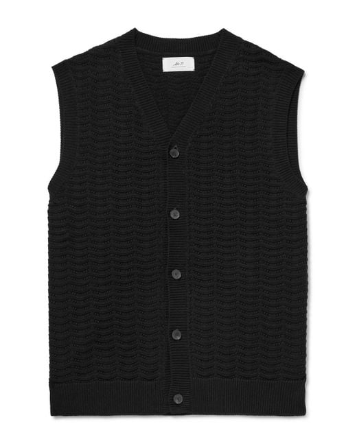 Mr P. Black Crocheted Organic Cotton Vest for men