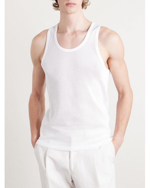 Tom Ford White Open-knit Cotton Tank Top for men