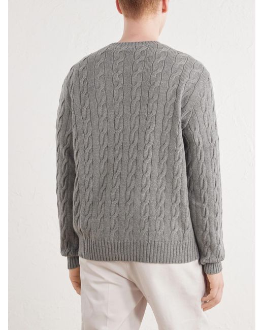 Ralph Lauren Gray Cashmere Cable-knit Sweater for men
