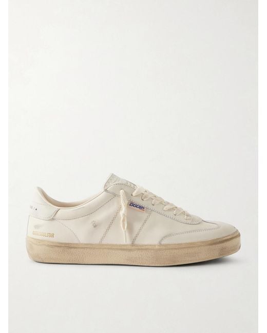Golden Goose Deluxe Brand White Soul-star Distressed Leather Sneakers for men