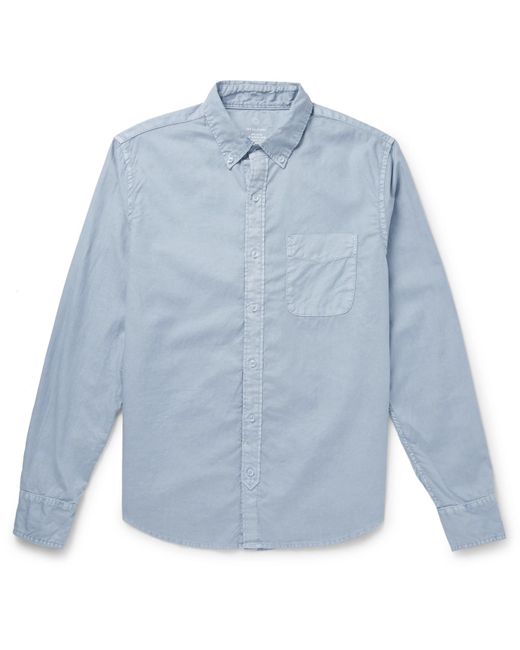 Save Khaki Slim-fit Garment-dyed Button-down Collar Cotton Oxford Shirt ...