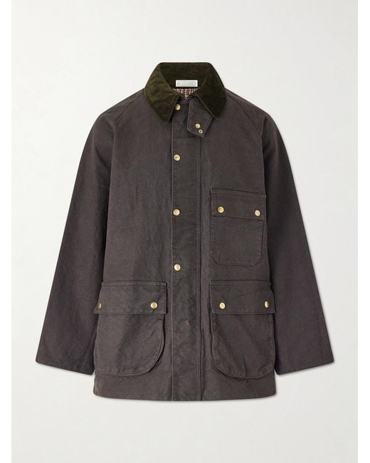 A.PRESSE Black Corduroy-Trimmed Cotton-Blend Jacket for men