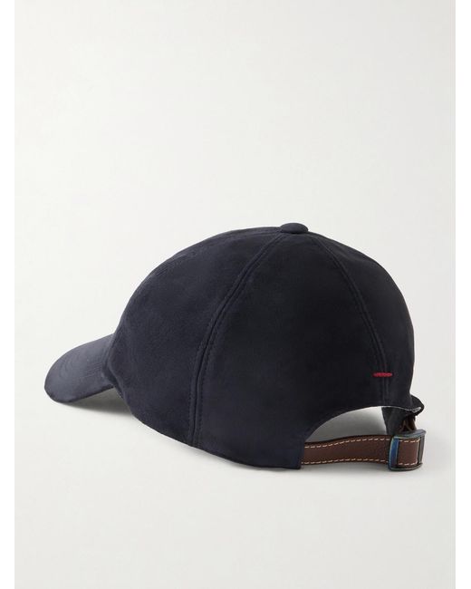 Brunello Cucinelli Blue Logo-embroidered Suede Cap for men