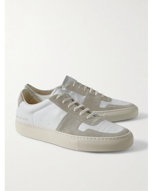 Common Projects Natural Bball Suede-trimmed Leather Sneakers for men