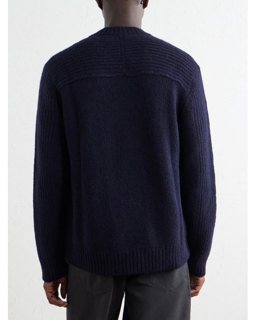 Brioni Blue Cable-Knit Casmere And Silk-Blend Sweater for men