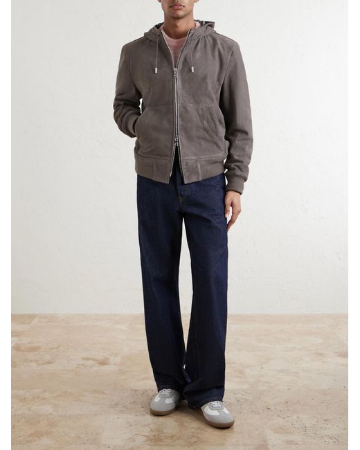 Mr P. Gray Suede Hoodie for men