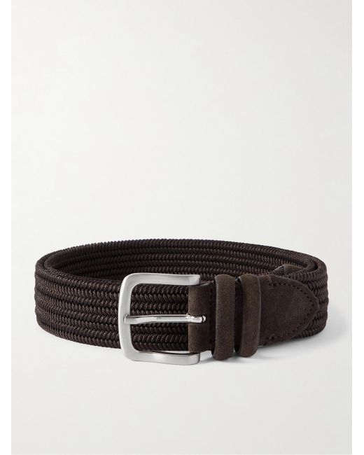 Mr P. Black 3.5cm Suede-trimmed Woven Belt for men