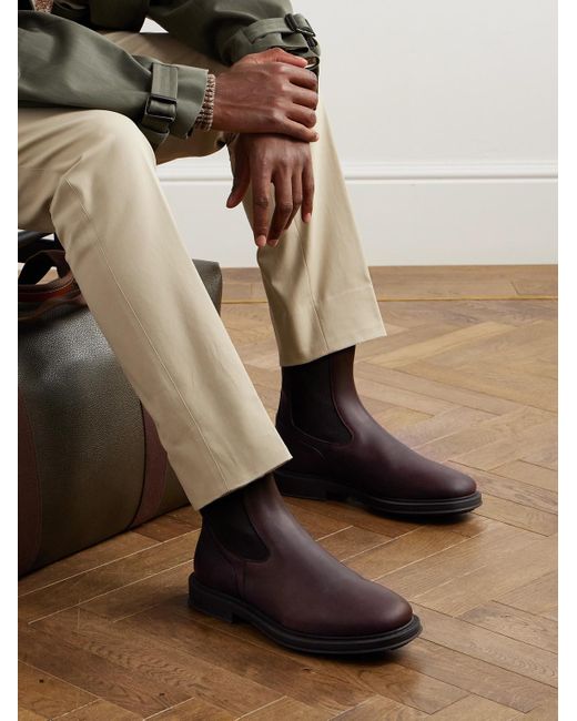 Loro Piana Black Travis Leather Chelsea Boots for men
