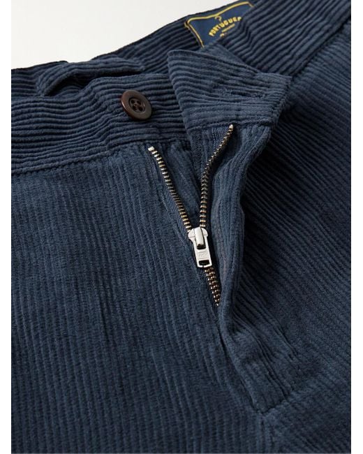 Portuguese Flannel Blue Straight-Leg Cotton-Corduroy Trousers for men
