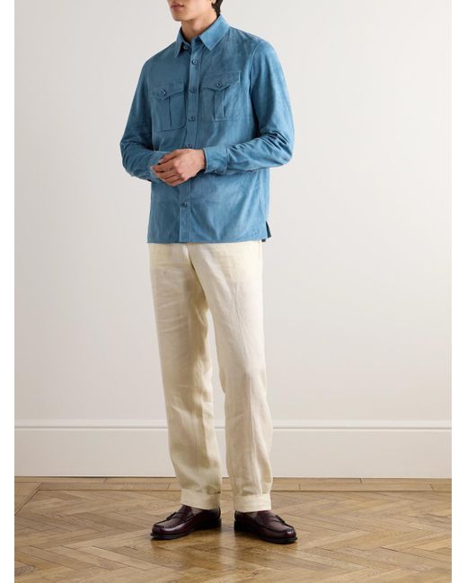 Ralph Lauren Barron Suede Shirt Jacket in Blue for Men Lyst UK