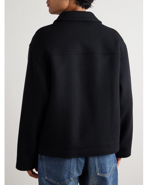 Logo-Embroidered Wool-Felt Jacket di Céline in Black da Uomo