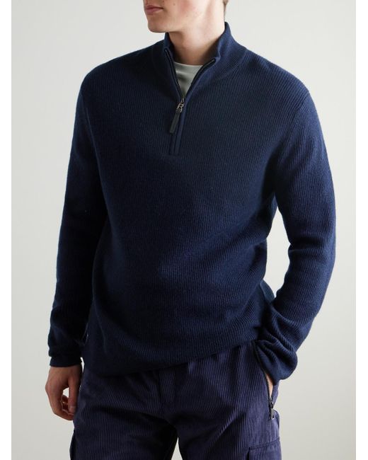 Bogner Blue Derek-1 Virgin Wool And Cashmere-blend Half-zip Ski Midlayer for men