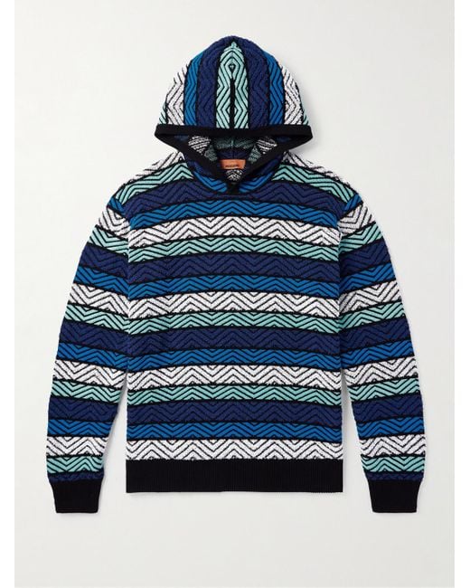 Missoni Hoodie aus Frottee aus einer Baumwollmischung mit Jacquard-Streifenmuster in Blue für Herren