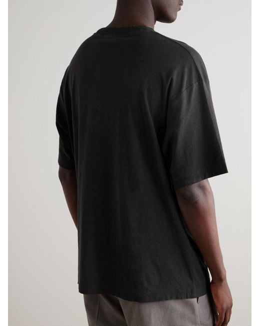 Acne Black Exford Distressed Logo-Print Cotton-Jersey T-Shirt for men