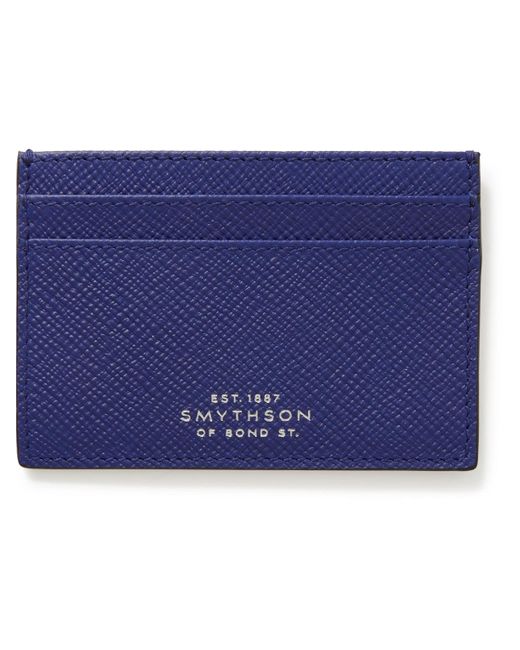 Smythson Blue Panama Cross-grain Leather Cardholder for men