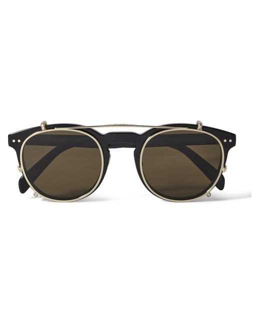 CELINE HOMME Black Convertible Round-frame Acetate And Gold-tone Optical Glasses for men