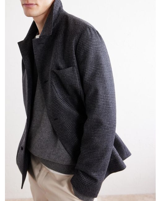 Lardini Black Prince Of Wales Wool And Cashmere-Blend Jacket for men