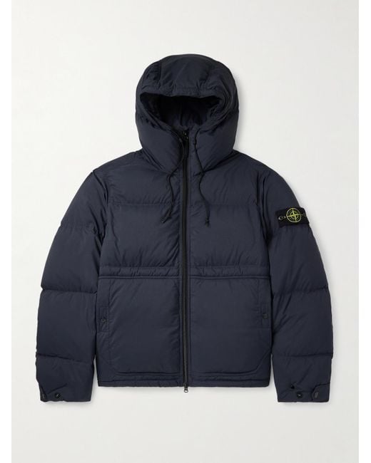 Stone Island Blue Quilted Cordura® Ripstop Hooded Down Jacket for men
