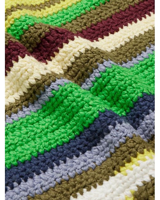 Striped Crocheted Organic Cotton Sweater di The Elder Statesman in Blue da Uomo