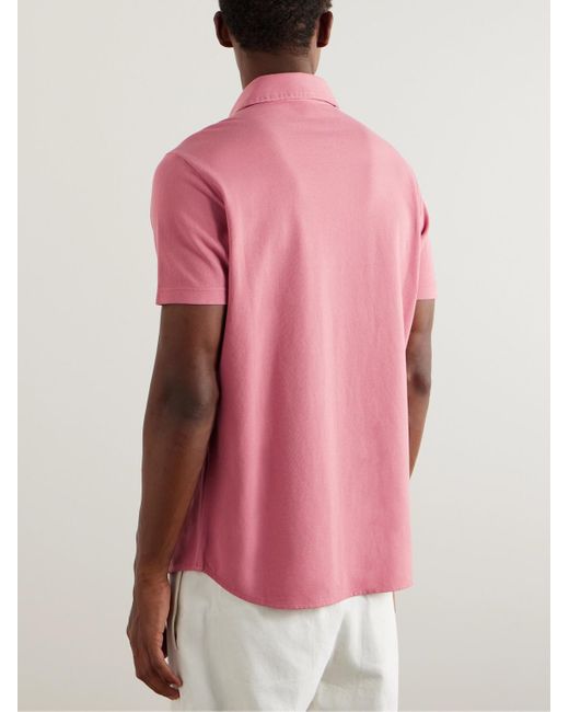 Loro Piana Pink Cotton-Piqué Polo Shirt for men
