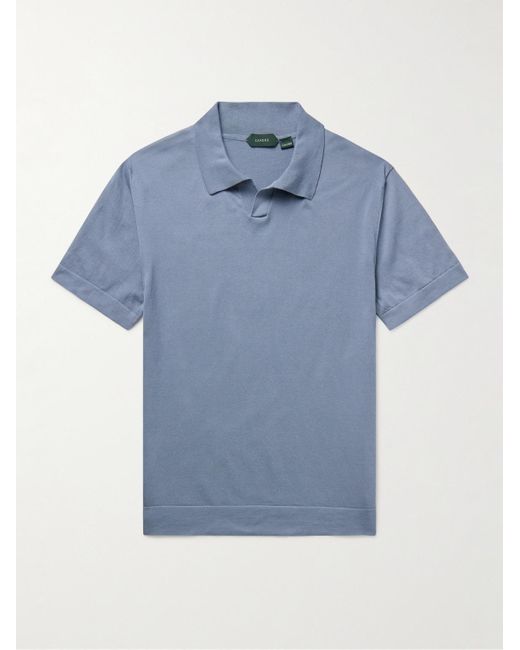 Incotex Zanone schmal geschnittenes Polohemd aus einer Baumwoll-Seidenmischung in Blue für Herren
