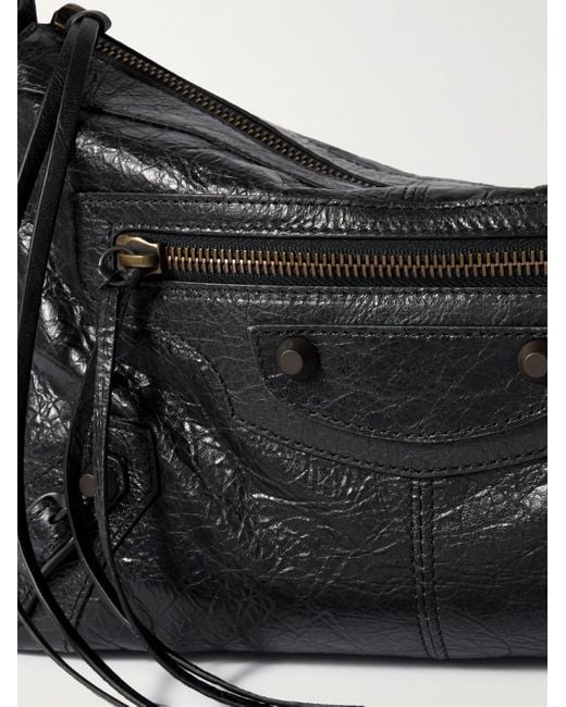 Balenciaga Black Le City Moto Small Arena Textured-leather Messenger Bag for men