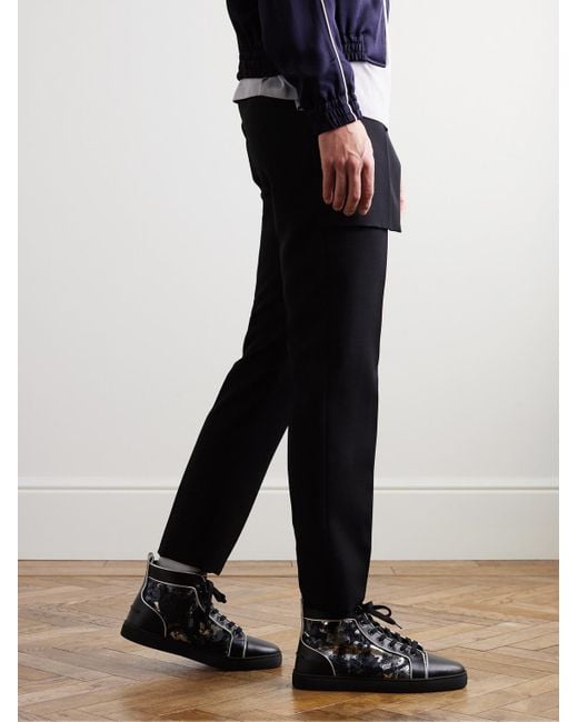 Sneakers alte in pelle con stampa camouflage metallizzata Louis di Christian Louboutin in Black da Uomo