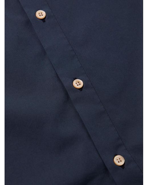 Boglioli Schmal geschnittenes Hemd aus Baumwollpopeline mit Stehkragen in Blue für Herren