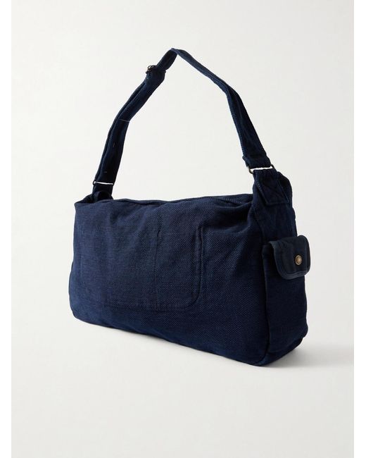 FRIZMWORKS Blue Sashiko Denim Messenger Bag for men