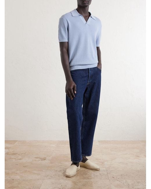Frescobol Carioca Blue Rino Knitted Cotton Polo Shirt for men