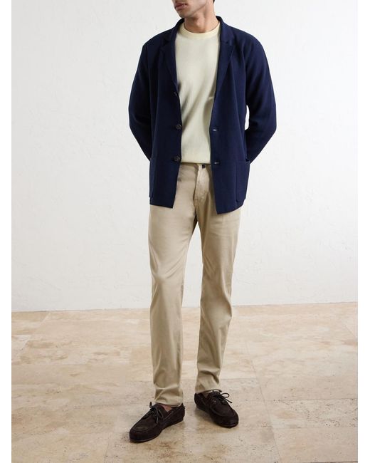 Slowear Natural Slim-fit Stretch Cotton-blend Gabardine Trousers for men
