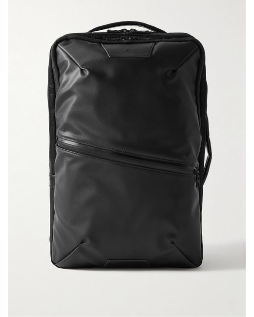 Master Piece Black Progress 2Way Leather-Trimmed Coated-Shell Backpack for men