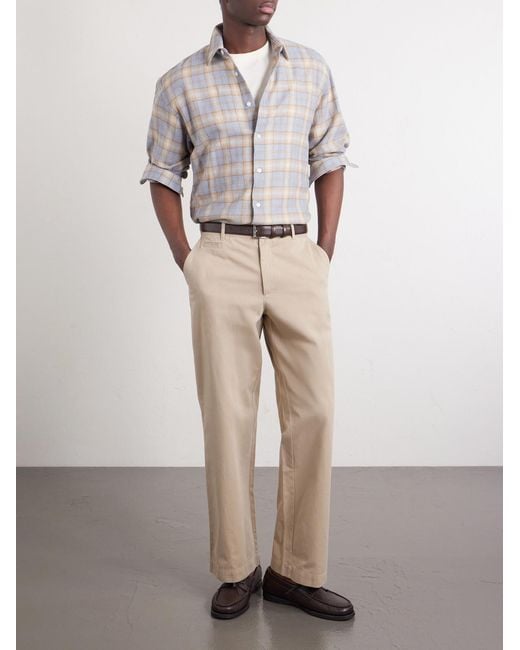 Portuguese Flannel Natural Labura Straight-Leg Organic Cotton-Twill Trousers for men
