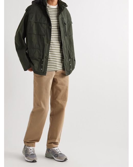 Aspesi Green Garment-Dyed Cotton Hooded Jacket for men