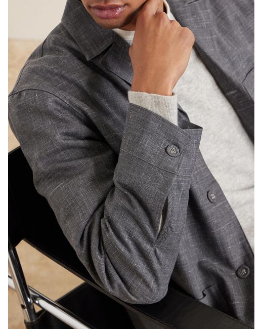 Officine Generale Gray Sheldon Camp-collar Virgin Wool for men